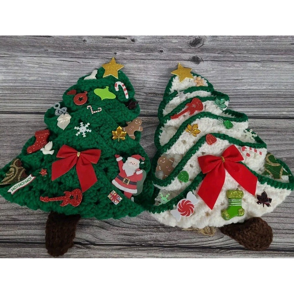 Homemade Crocheted Christmas‎ Tree Wall/Door Hangings Holiday Decor